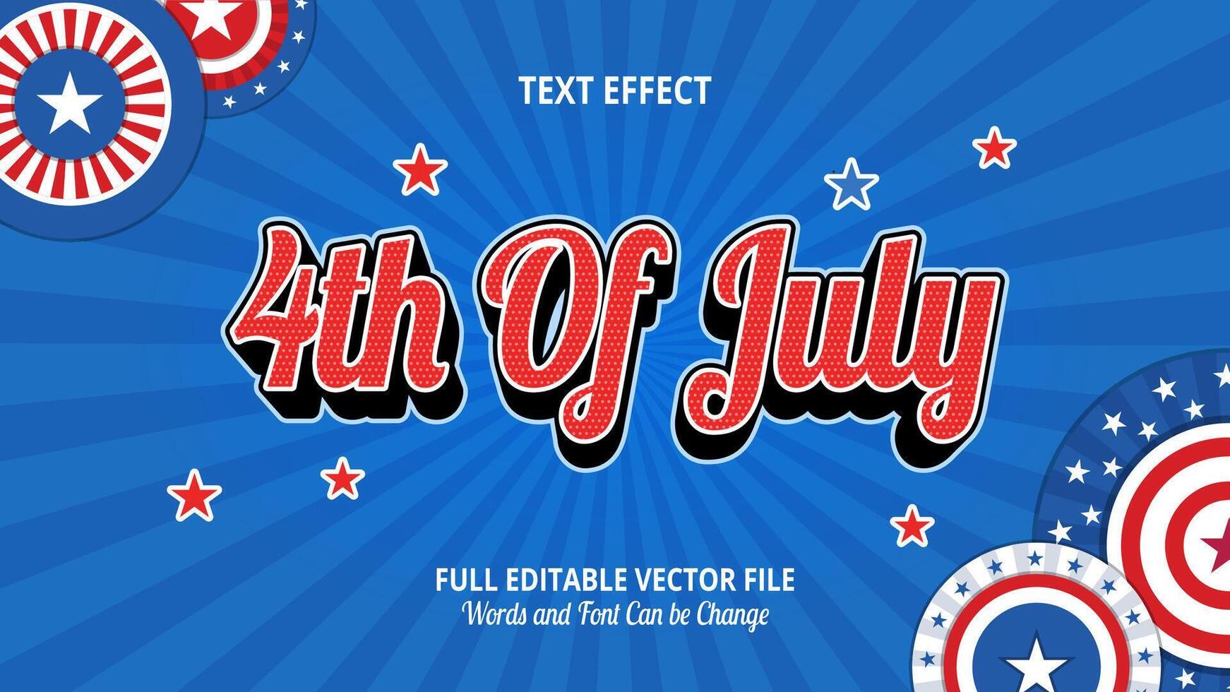 4th of July independence day live text effect vector