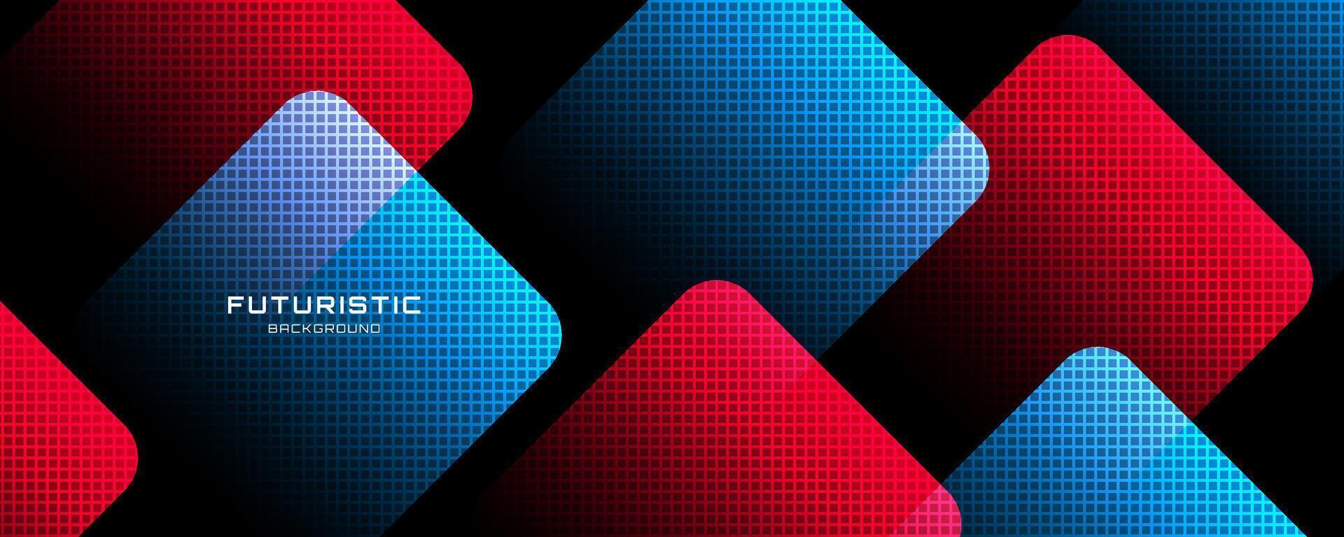 3D techno abstract background overlap layer on dark space with red blue glow effect decoration. Graphic design element modern style. Rhombus shape concept for banner, flyer, card, cover, or brochure vector