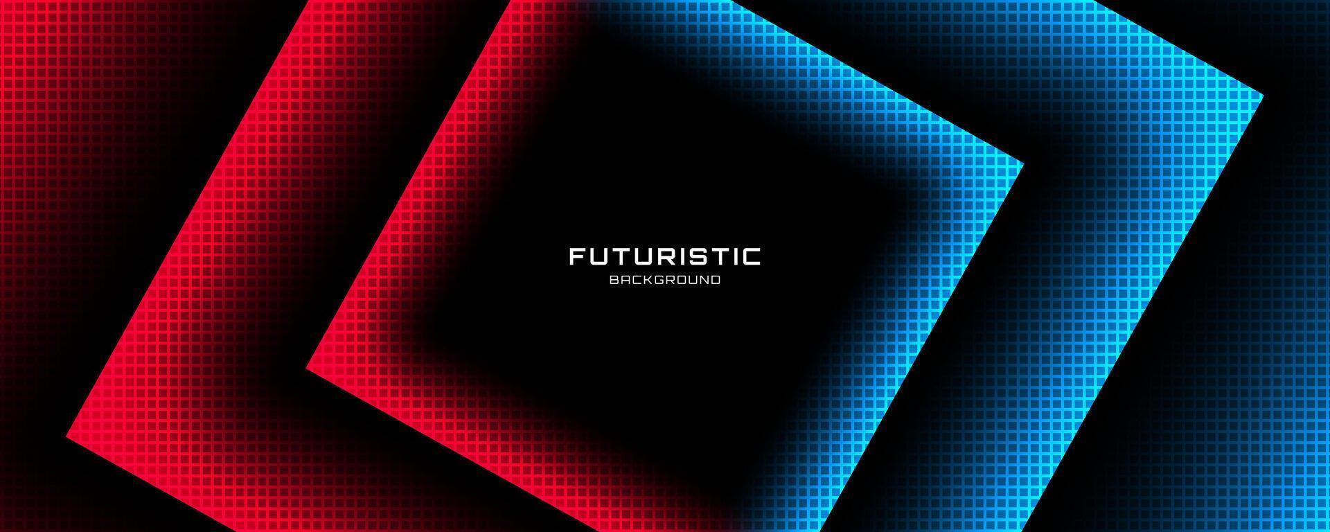3D techno abstract background overlap layer on dark space with red blue glow effect decoration. Graphic design element modern style. Squares shape concept for banner, flyer, card, cover, or brochure vector