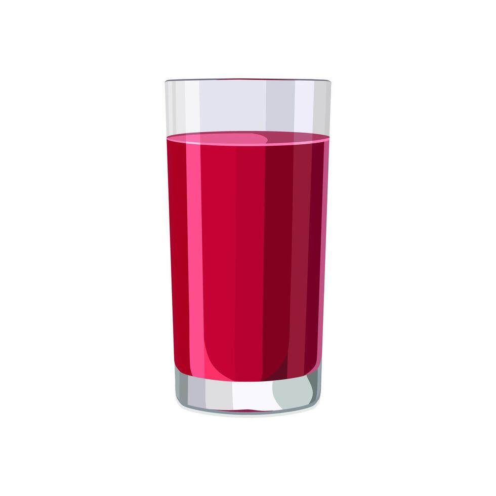 Full glass of pink juice isolated on white background. illustration in flat style with drink. Clipart for card, banner, flyer, poster design vector