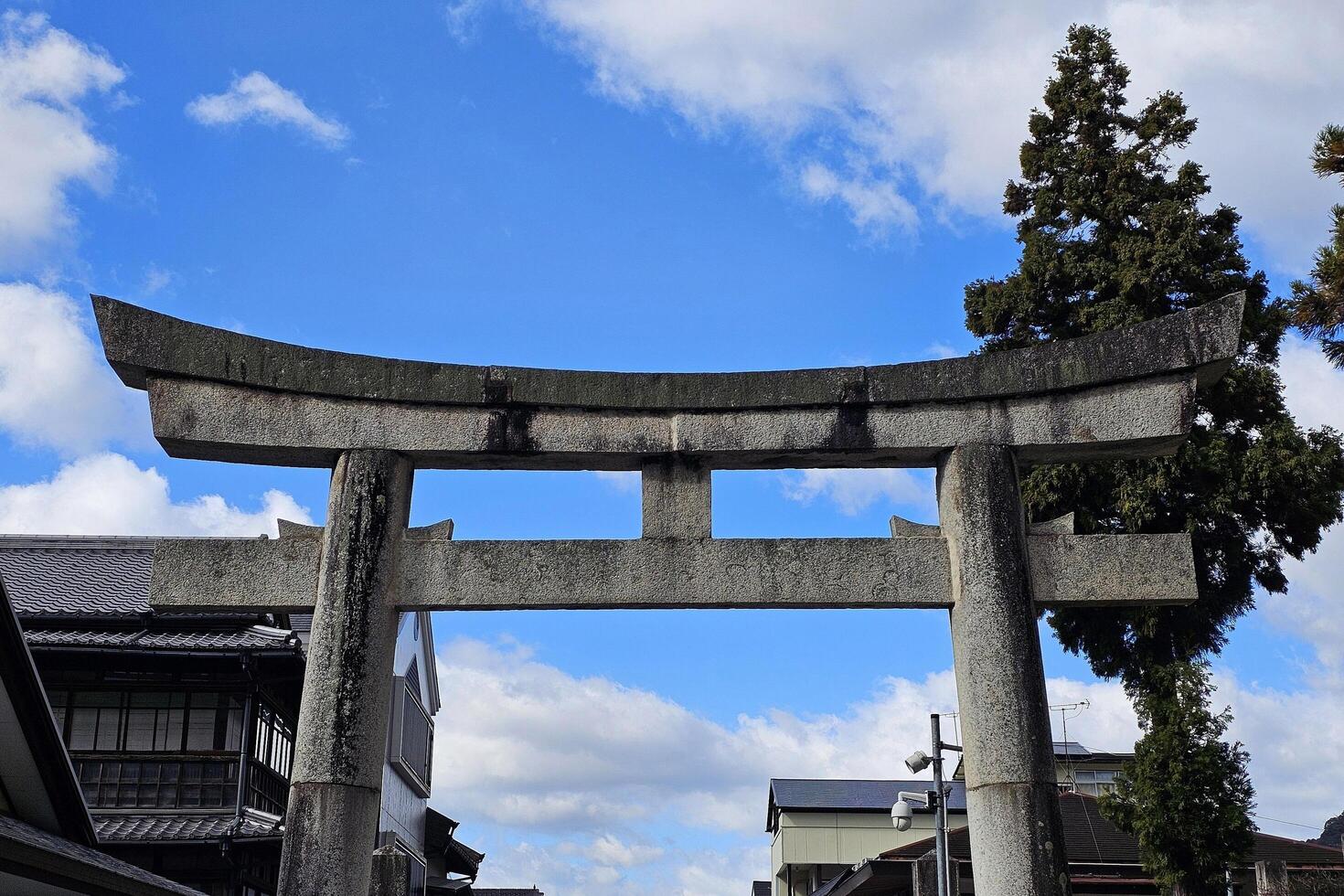 Fukuoka, Japan November 18, 2023 Close up Torii or temple gate of Dazaifu Tenmangu shrine where is famous landmark of Fukuoka. photo
