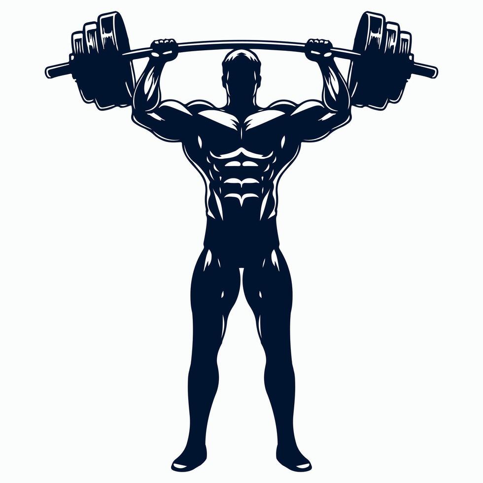 Gym Fitness Muscle man bodybuilder silhouette EPS10 Bundle file vector