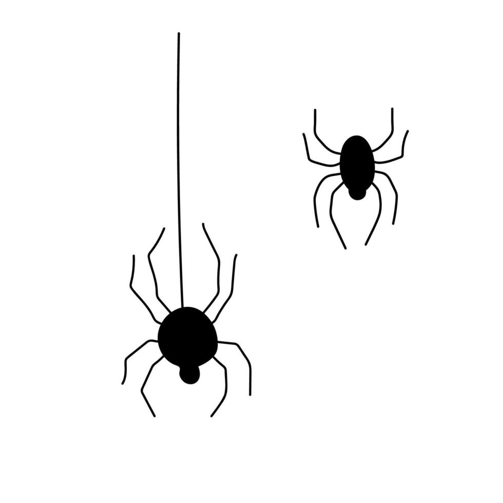 Spider hanging on cobweb. Halloween character. illustration vector