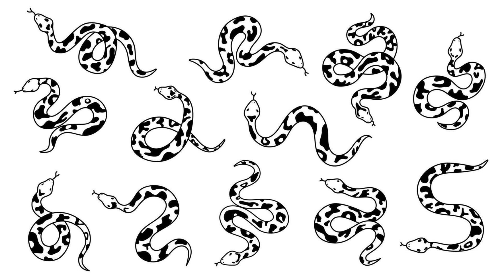 flat design snake silhouette collection vector