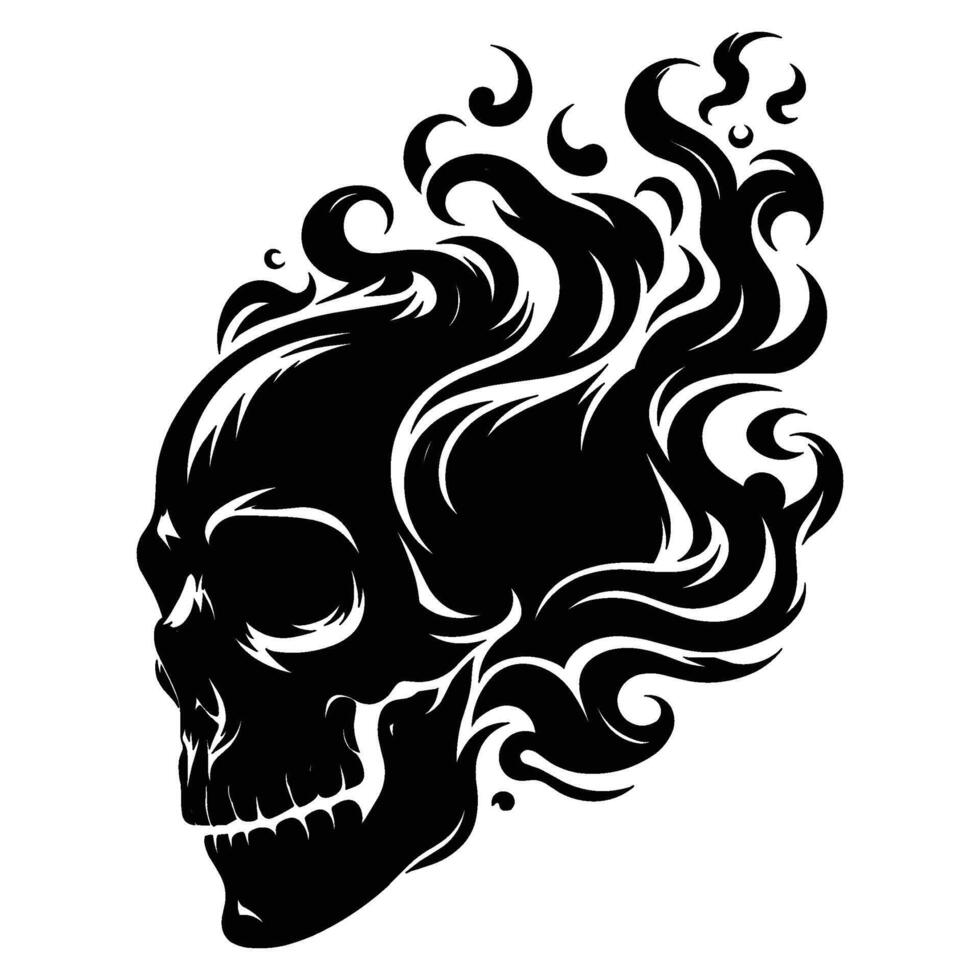 Skull smoking silhouette illustration isolated on white background vector