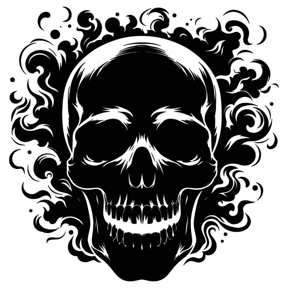Skull smoking silhouette illustration isolated on white background vector