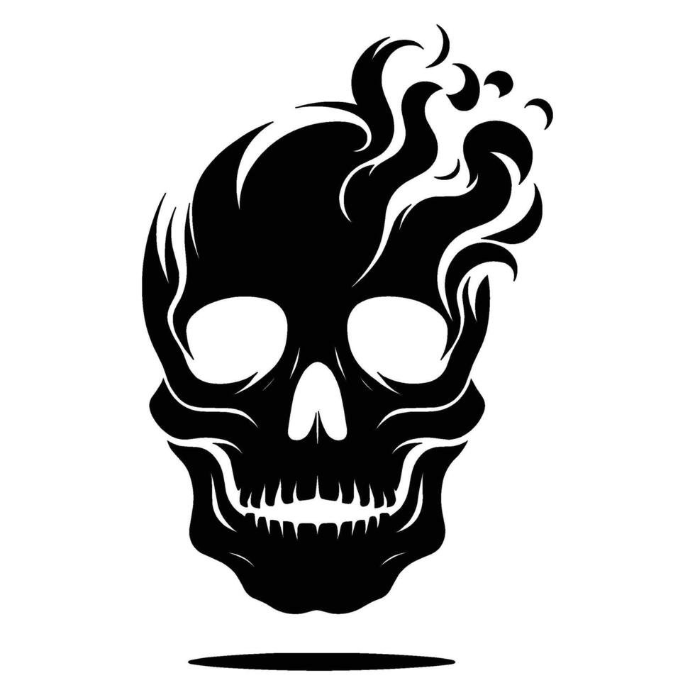 Skull smoking silhouette illustration isolated on white background vector