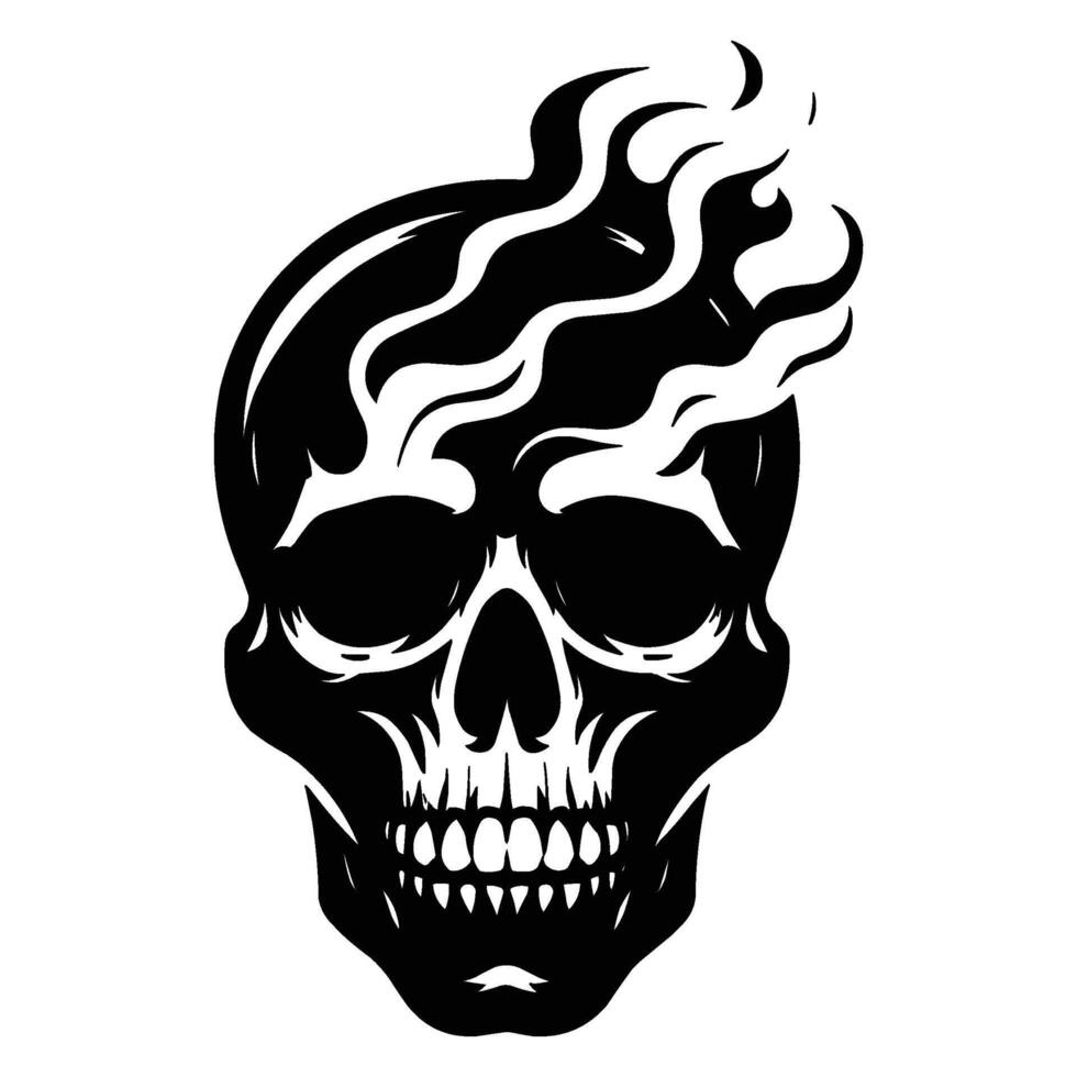 Skull smoking silhouette illustration isolated on white background vector