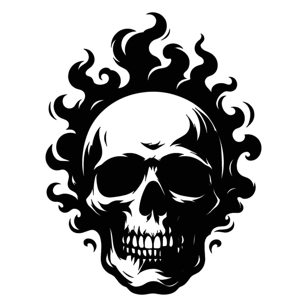 Skull smoking silhouette illustration isolated on white background vector
