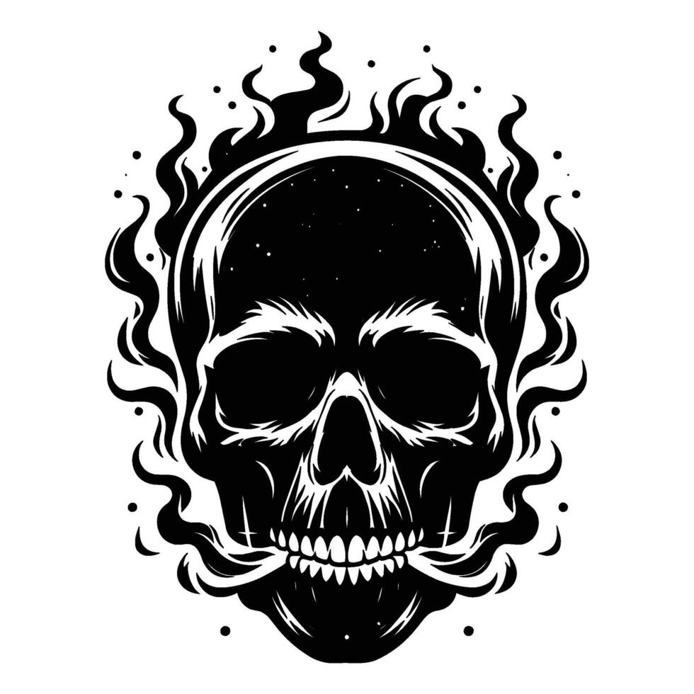 Skull smoking silhouette illustration isolated on white background vector