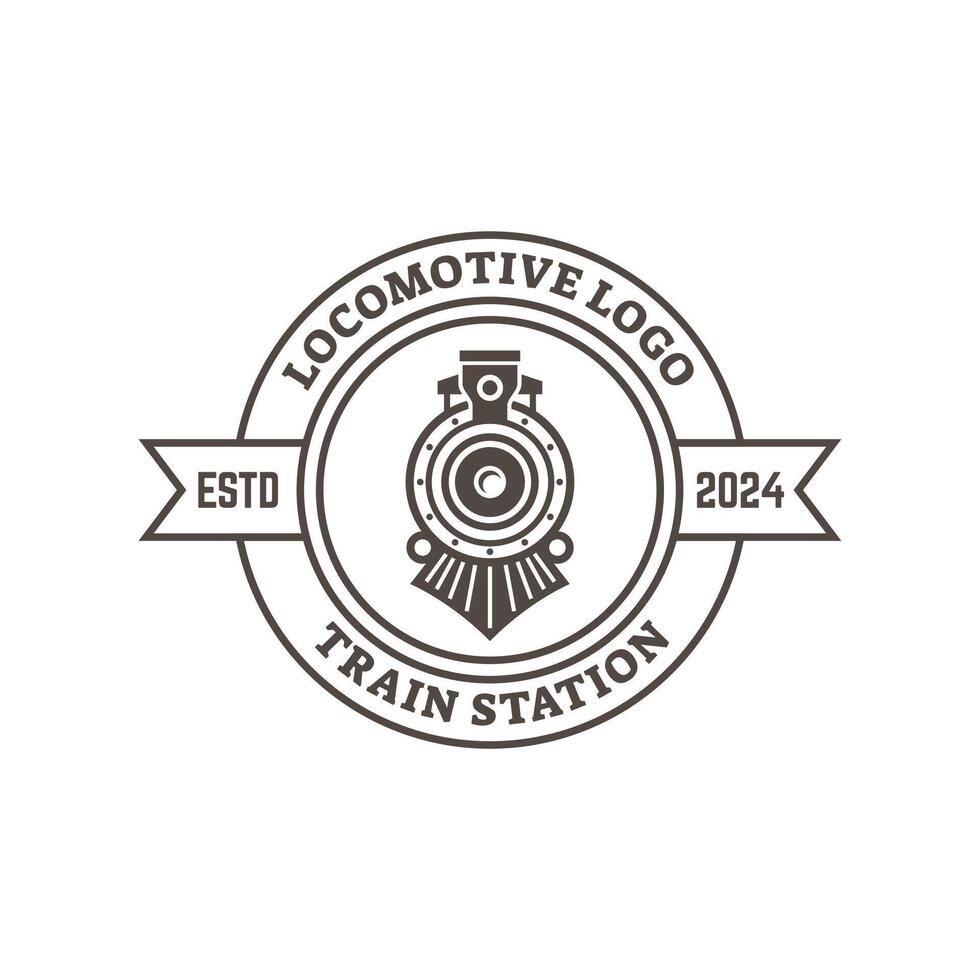Old Locomotive Train Machine Logo Design vector