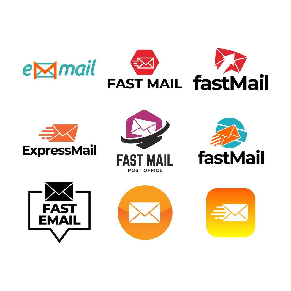 Set of Email Mail Envelope Express Delivery Quick Logo Design vector