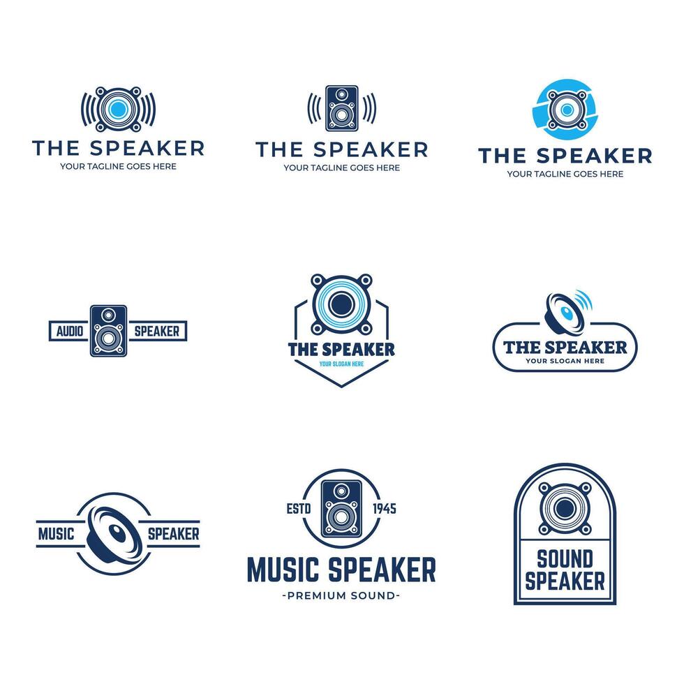 Set of speaker sound system logo design with creative concept premium vector