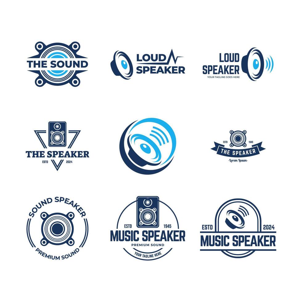 Set of speaker sound system logo design with creative concept premium vector