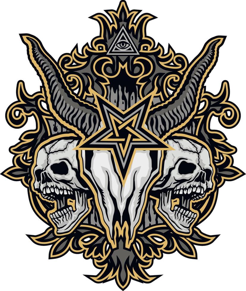 Gothic sign with skull, grunge vintage design t shirts vector