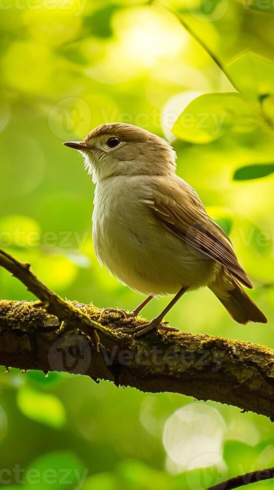 Small bird perched on a branch in the forest, Chaffinch Bird Photography. Generated AI photo