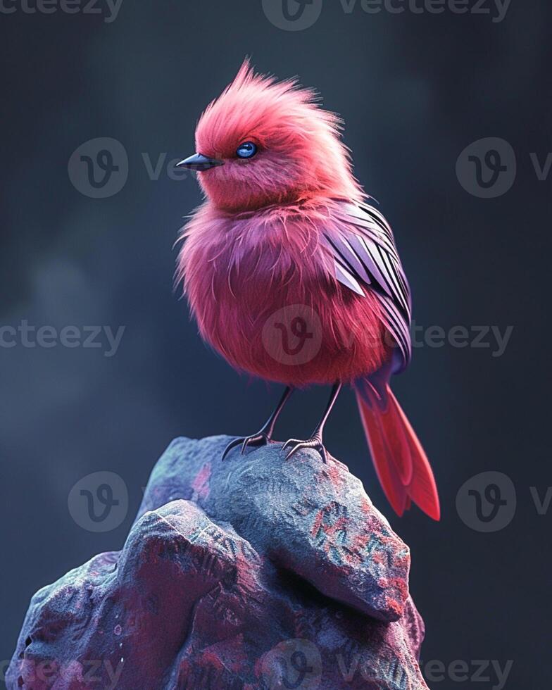 Small bird that is sitting on a rock, Chaffinch Photo Highlights. Generated AI