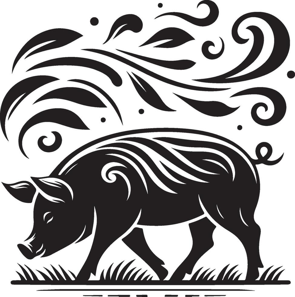 pig silhouette illustration art vector