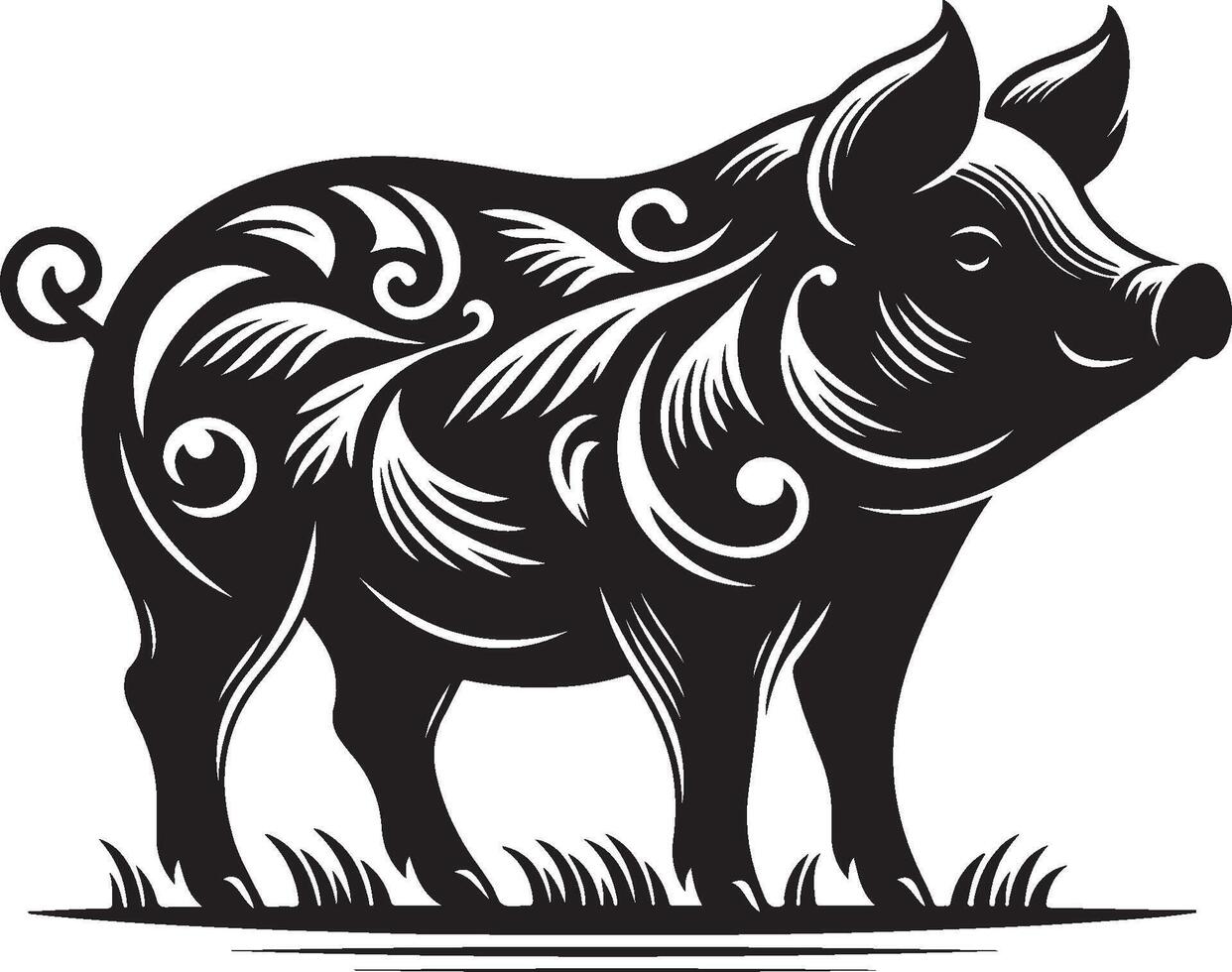 pig silhouette illustration art vector