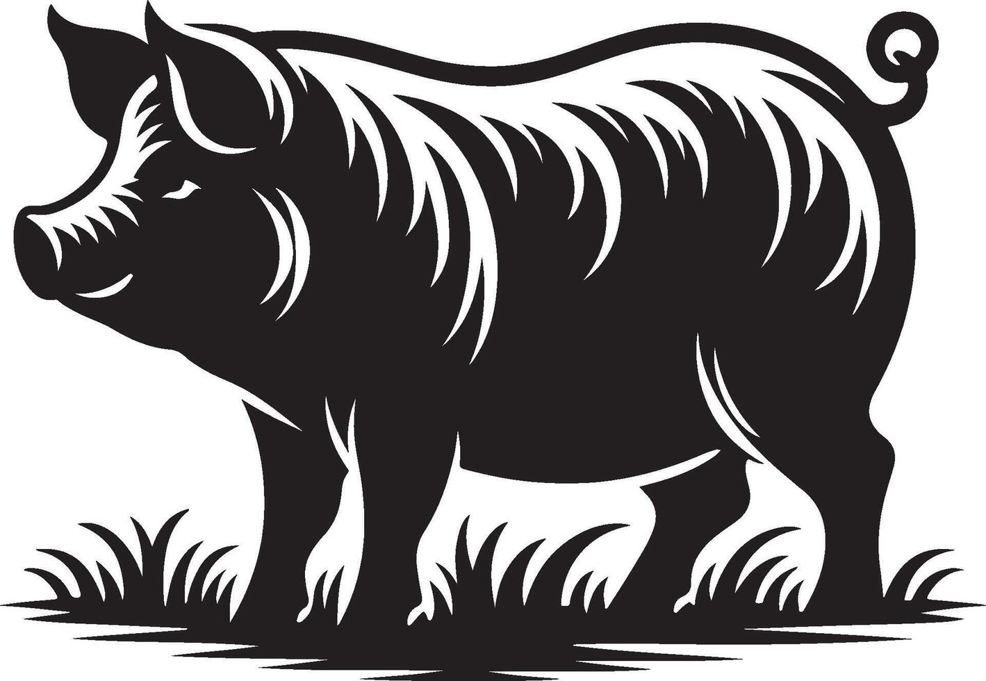 pig silhouette illustration art vector