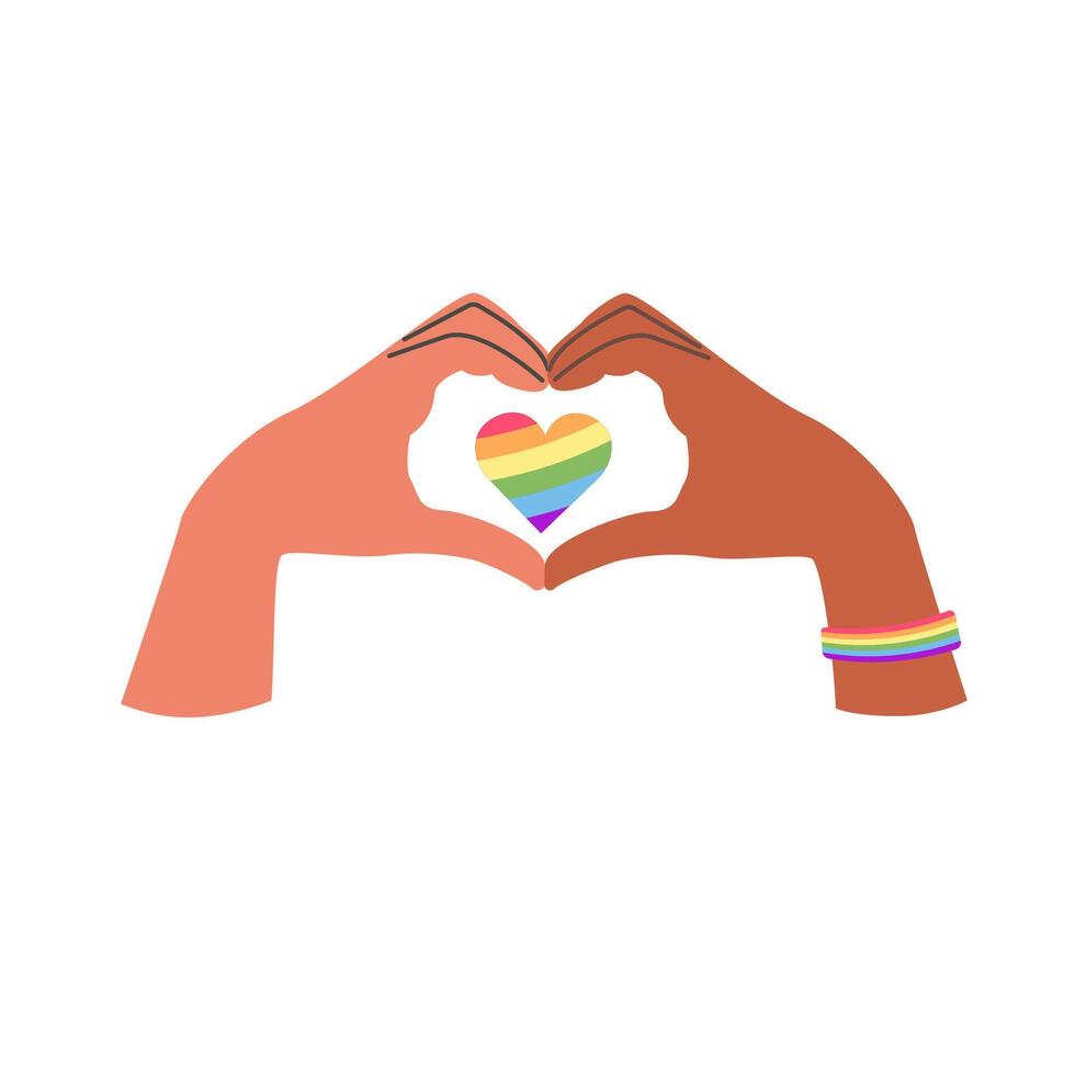 LGBT hands with heart isolated on white background. LGBT pride vector