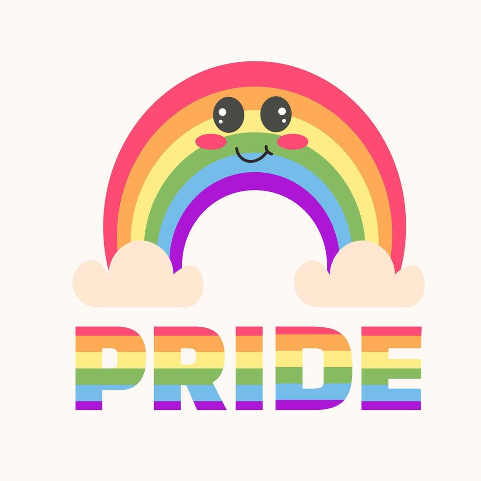 Pride kawaii background with flag. LGBTQ pride vector
