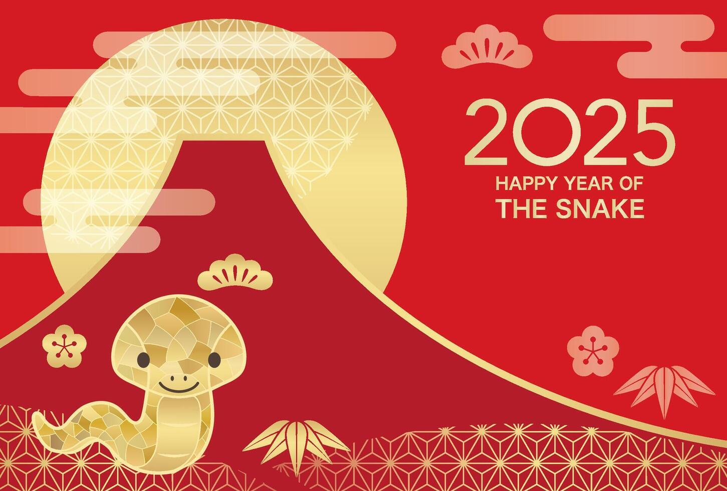2025, Year Of The Snake, New Year Greeting Card With A Snake Mascot, Mt