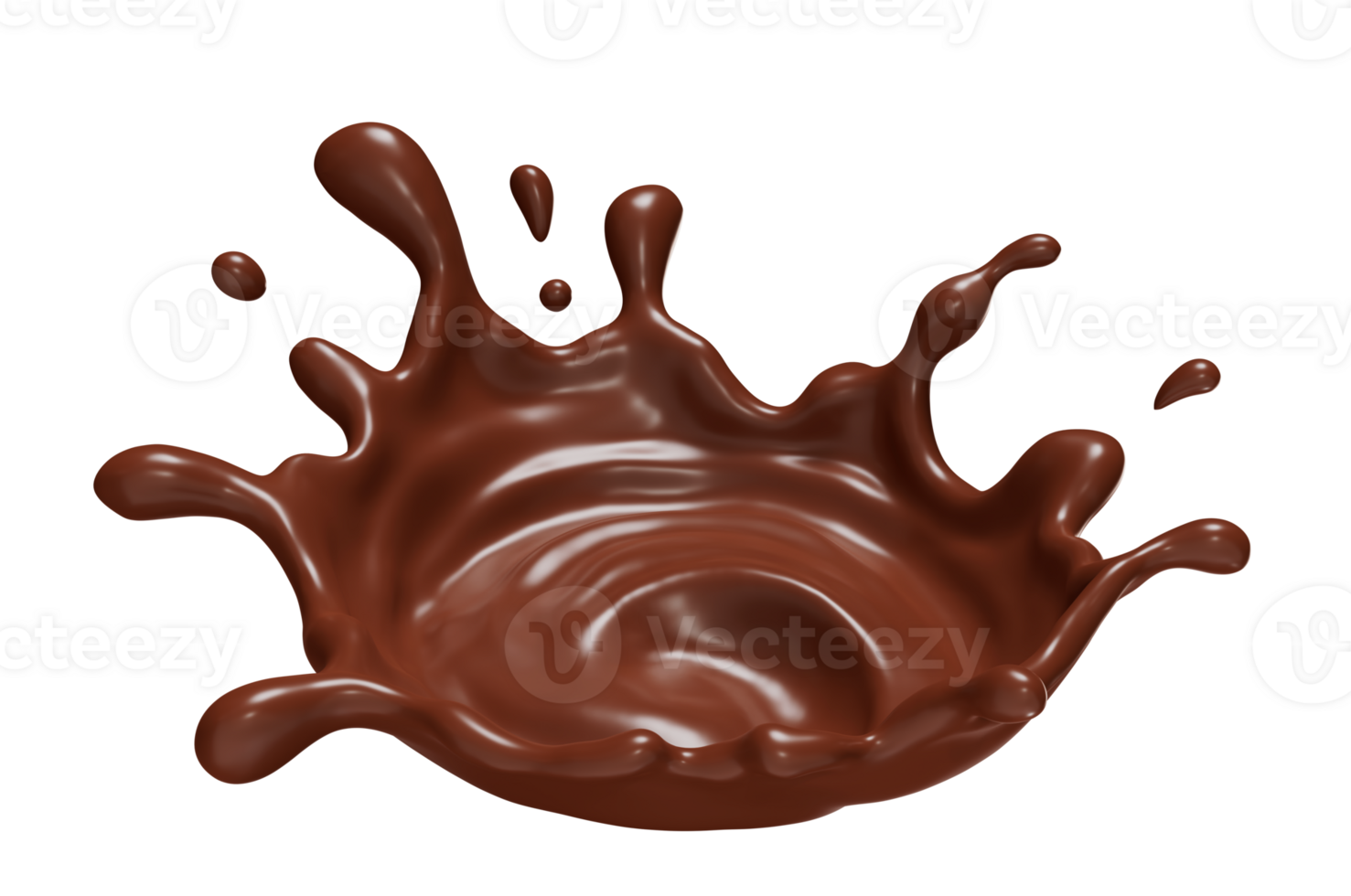 Chocolate milk crown splashes wave isolated. 3D render illustration png