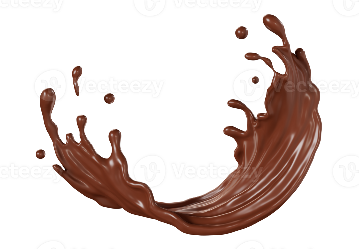 Chocolate milk splashes slash wave isolated, 3D render illustration. png