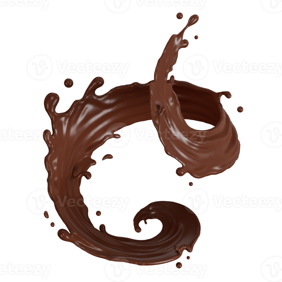 Chocolate milk Splash Swirling isolated on transparent background, 3d illustration. png