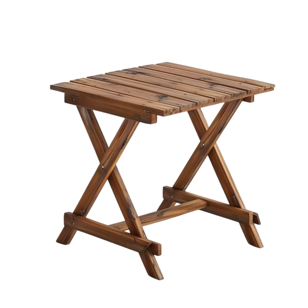 A wooden folding table on a transparent background. png