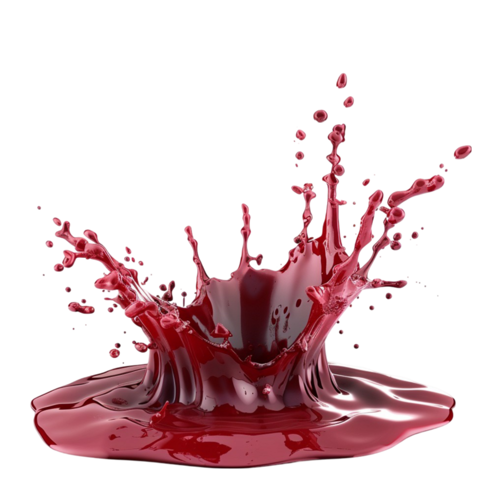 Red liquid splashing on a white background. png