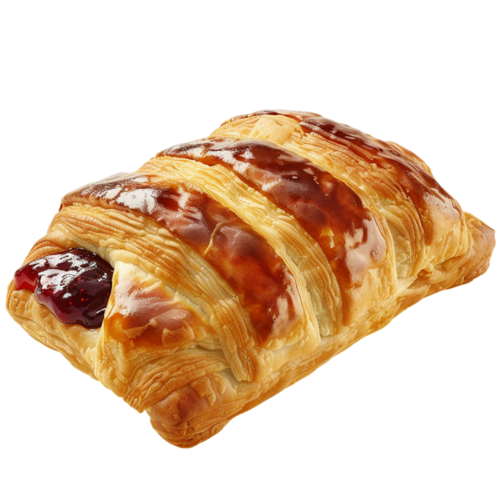 A pastry with jam on top of it on transparent background. png