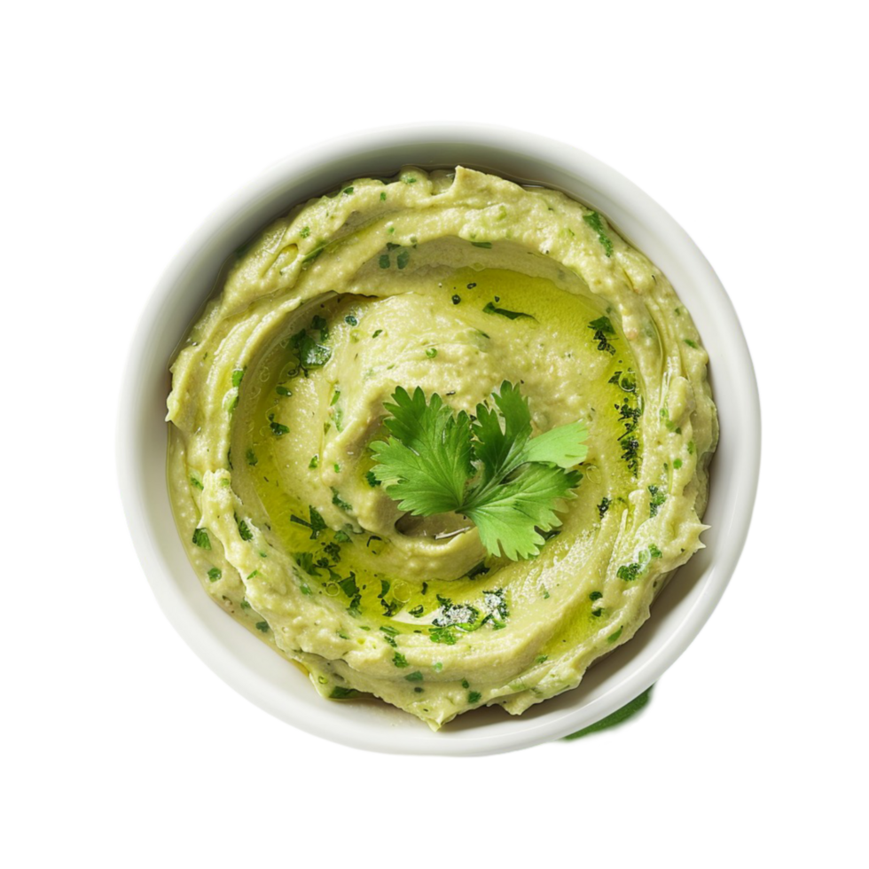 hummus en un cuenco con perejil en un transparente antecedentes. png