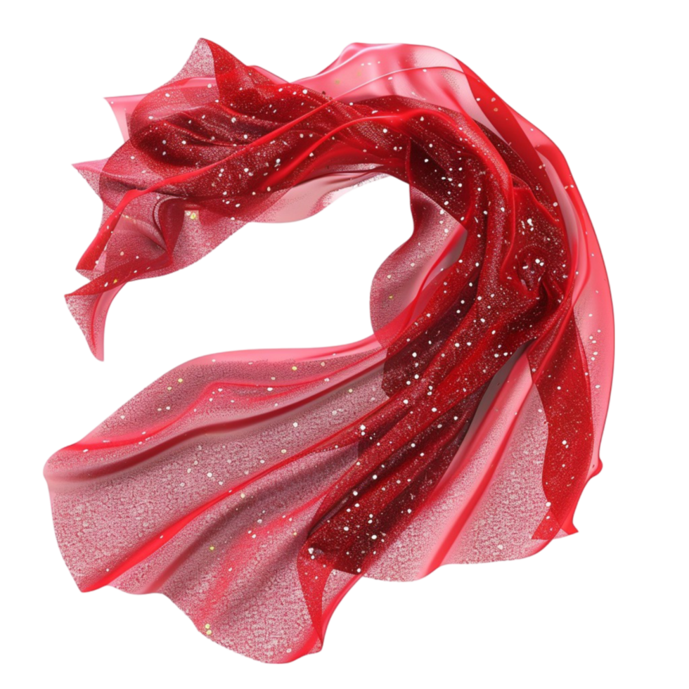 Red scarf on transparent background. png