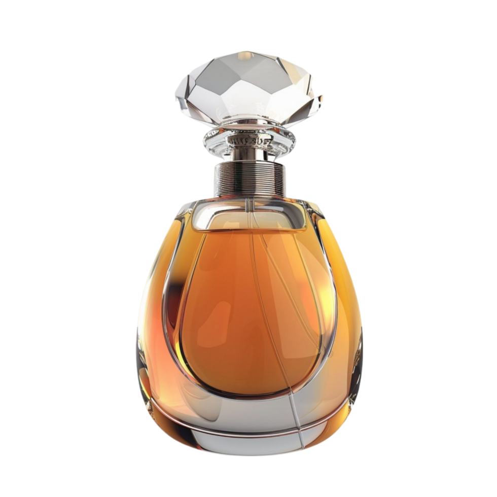 3d rendering of perfume bottle on transparent background. png