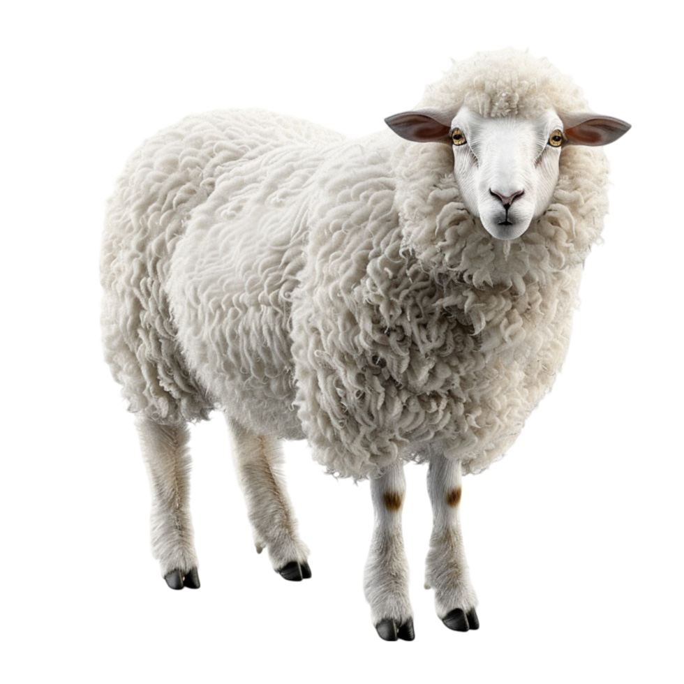 Sheep is standing on transparent background. png