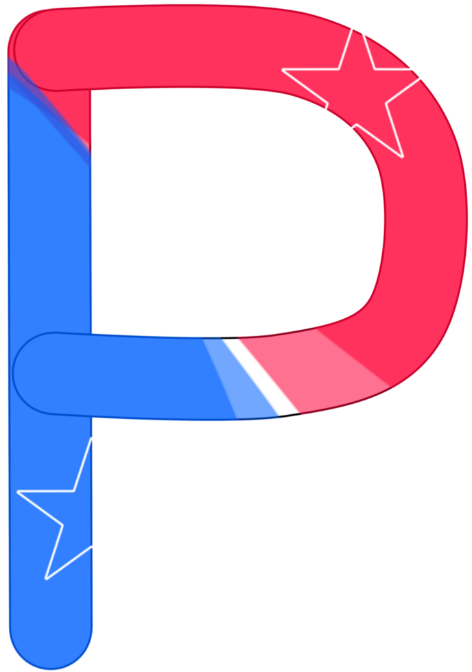 alphabet a to z in American flag color theme png