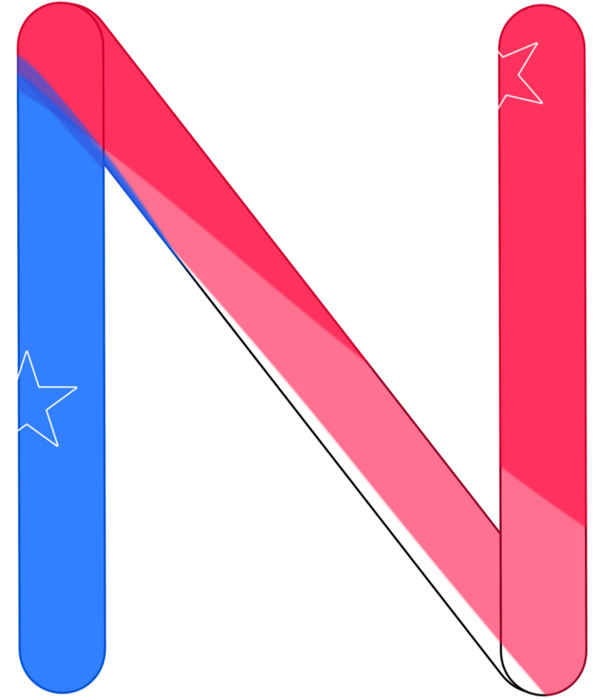 alphabet a to z in American flag color theme png