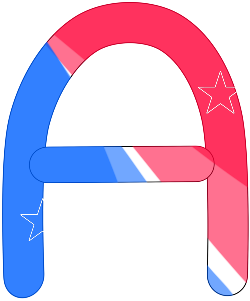 alphabet a to z in American flag color theme png
