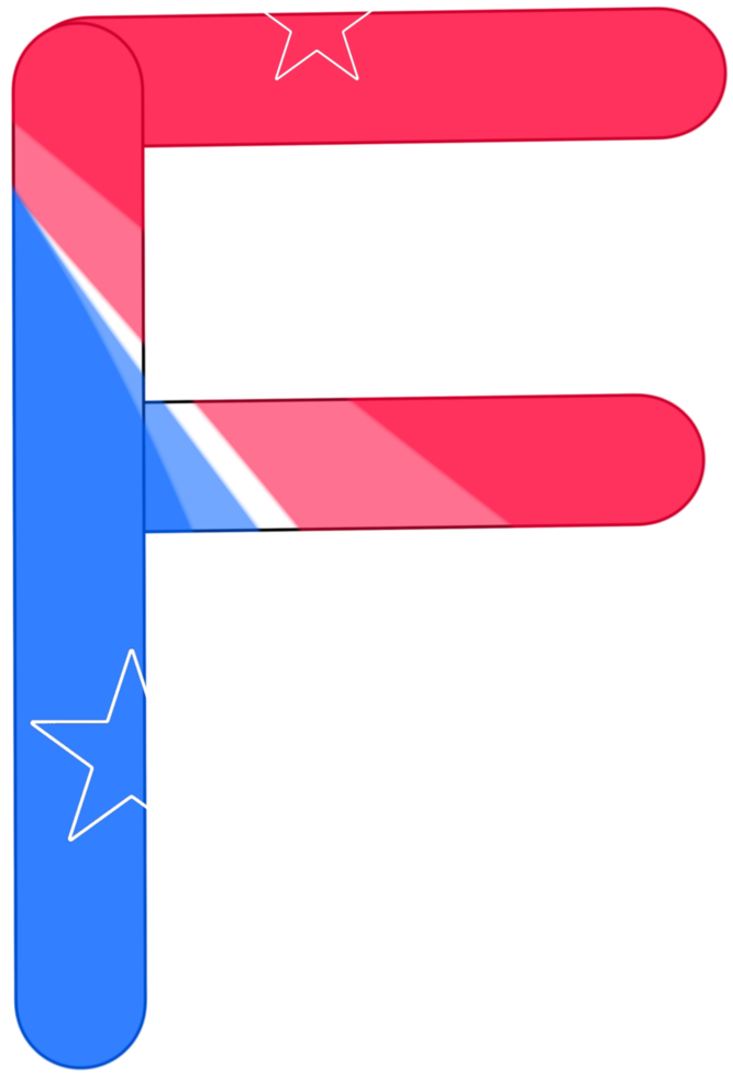 alphabet a to z in American flag color theme png