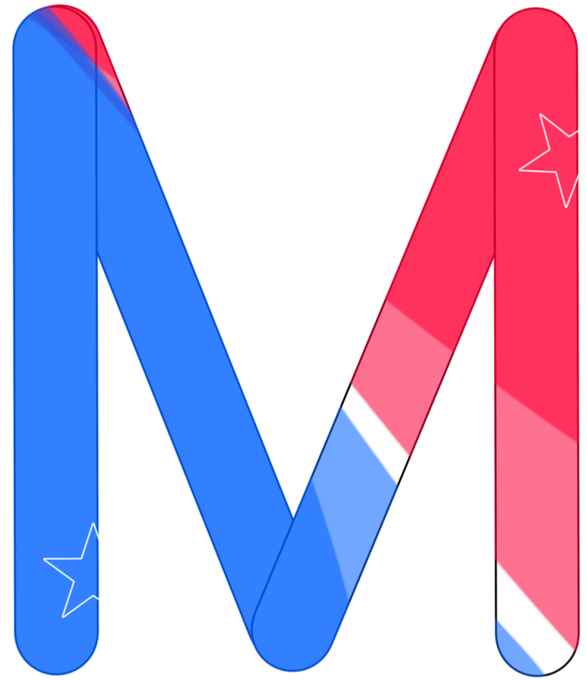 alphabet a to z in American flag color theme png