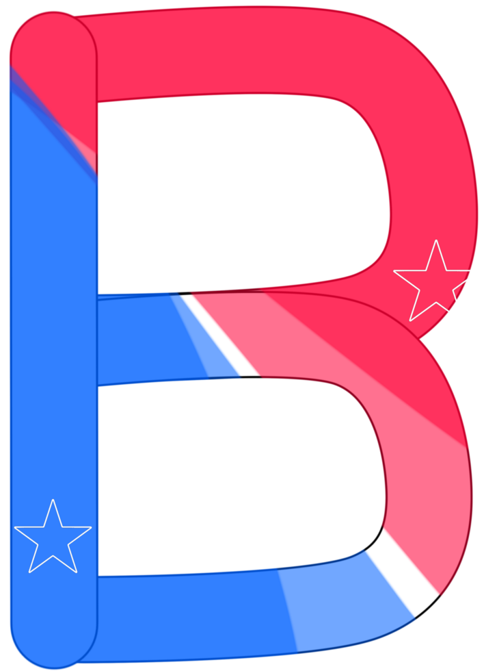 alphabet a to z in American flag color theme png