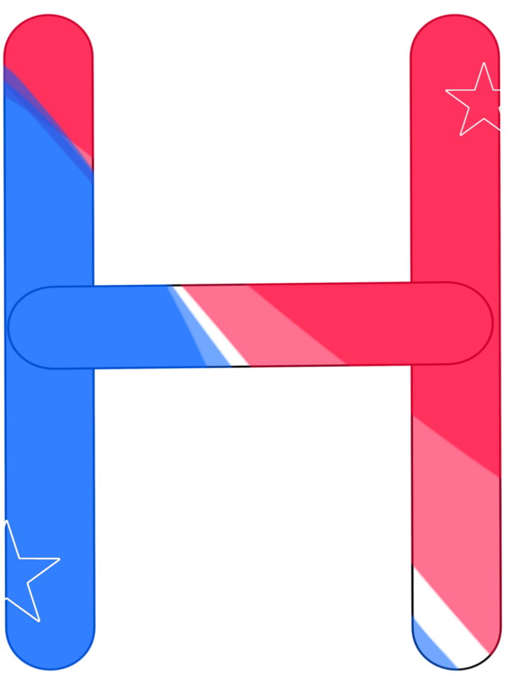 alphabet a to z in American flag color theme png