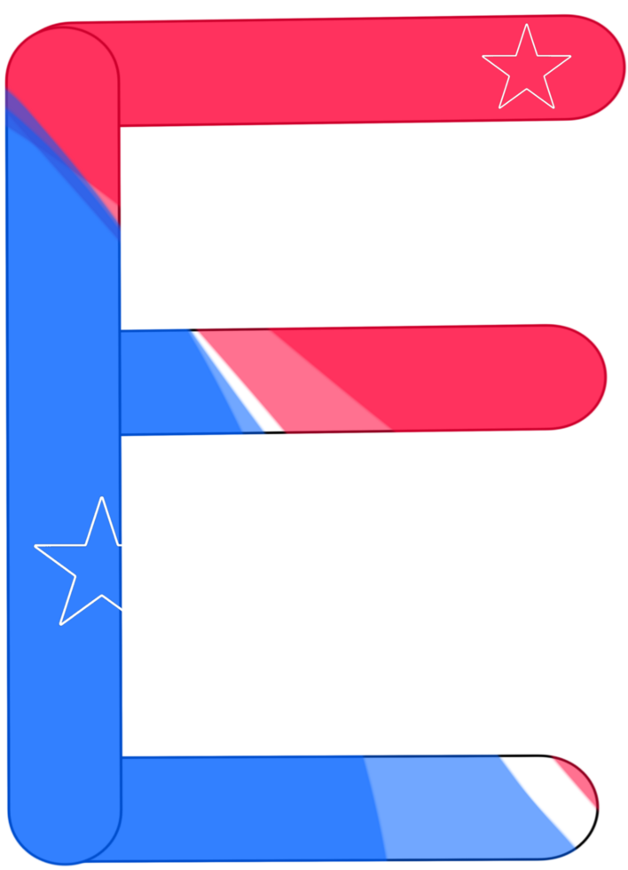 alphabet a to z in American flag color theme png