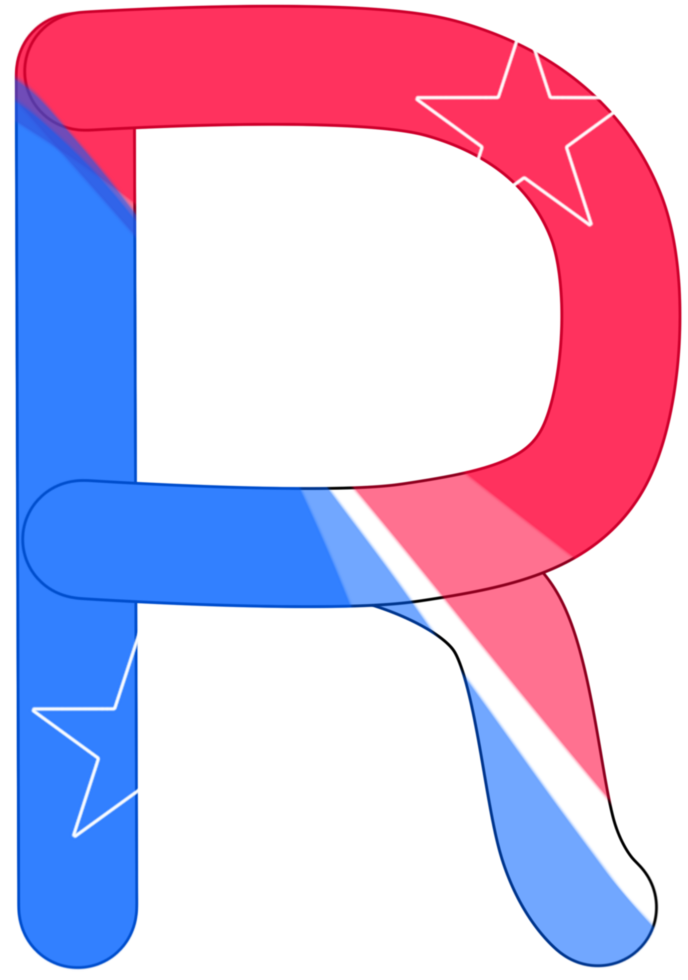 alphabet a to z in American flag color theme png
