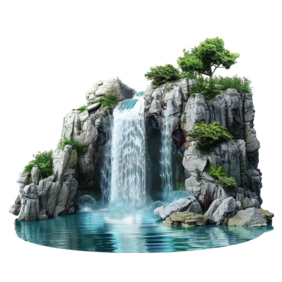 Cascades Into Calm Waterfall Lake png