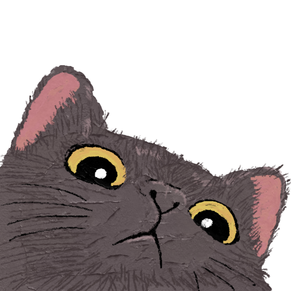 Feline Grace, A Spatula Painted Portrait of a Gray Cat png