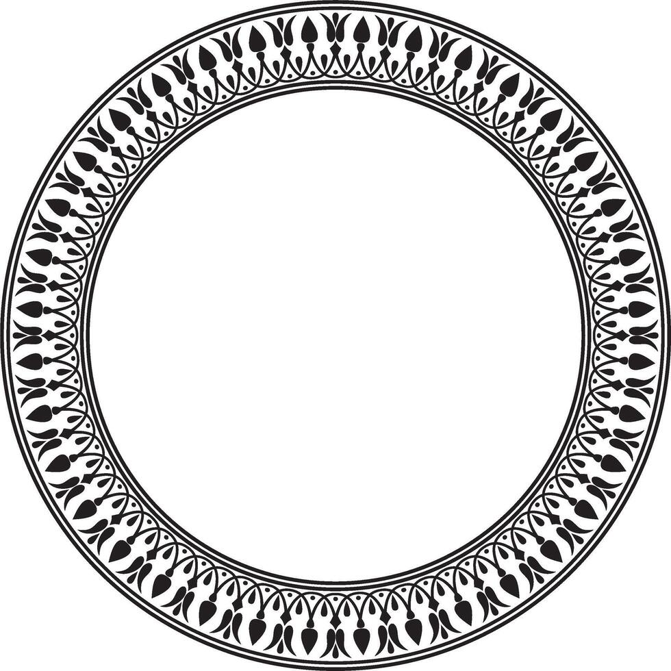 black monochrome round classic greek meander ornament. Pattern, circle of Ancient Greece. Border, frame, ring of the Roman Empire. vector