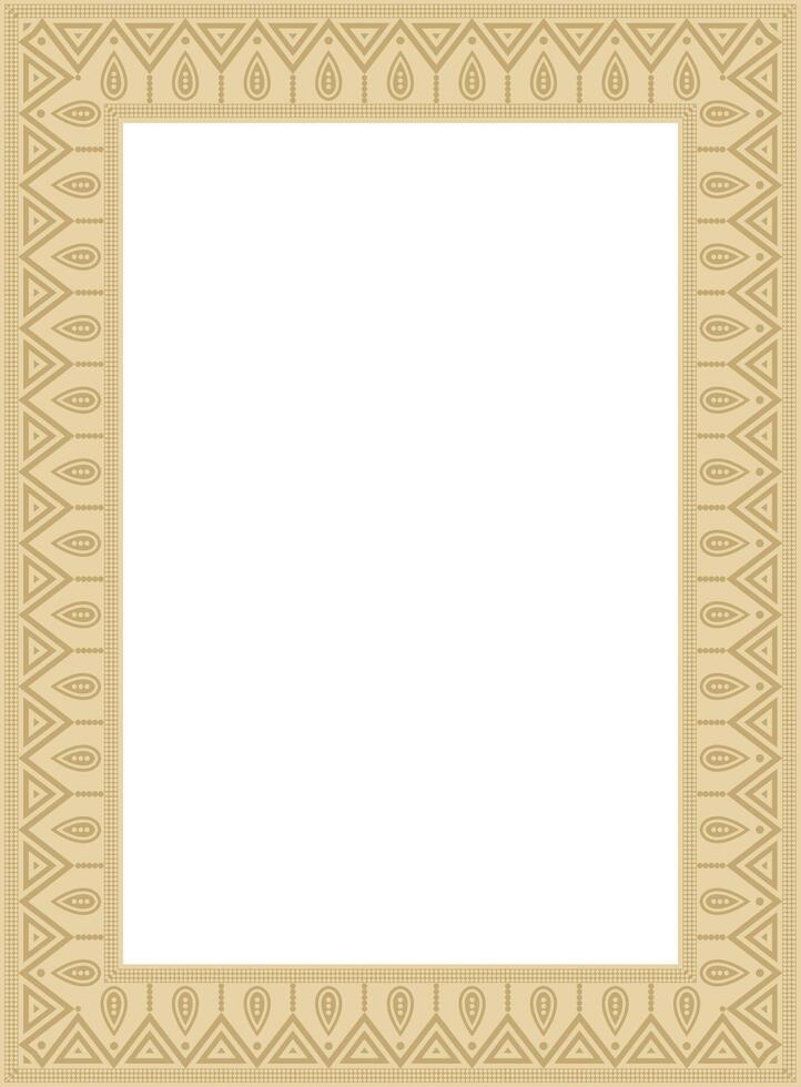 gold native american folk ornament. Square border, frame of the peoples of America, Aztec, Incas, Maya vector
